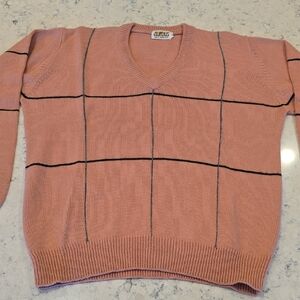 Vintage 90's Aureus Men's V-Neck Sweater - Pink